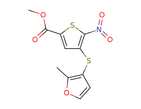 4-(2-methyl-furan-3-ylsulfanyl)-5-nitro-thiophene-2-carboxylic acid methyl ester