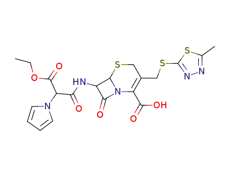 7-[[2-carboethoxy-2-(1-pyrryl)acetyl]amino]-3-[[(5-methyl-1,3,4-thiadiazol-2-yl)thio]methyl]-8-oxo-5-thia-1-azabicyclo[4.2.0]oct-2-ene-2-carboxylic acid