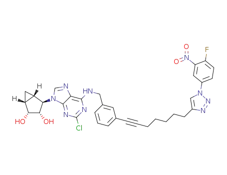 (1R,2R,3S,4R,5S)-4-(2-chloro-6-(3-(7-(1-(4-fluoro-3-nitrophenyl)-1H-1,2,3-triazol-4-yl)hept-1-ynyl)benzylamino)-9H-purin-9-yl)bicyclo[3.1.0]hexane-2,3-diol