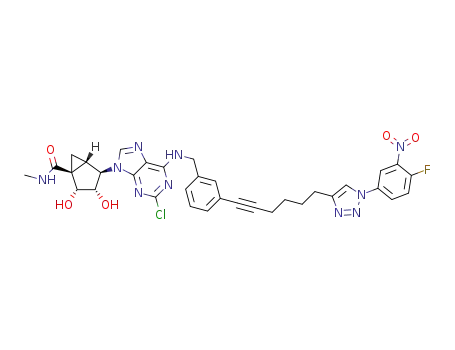 (1S,2R,3S,4R,5S)-4-[2-chloro-6-(3-(6-(1-(4-fluoro-3-nitrophenyl)-1H-1,2,3-triazol-4-yl)hex-1-ynyl)benzylamino)-9H-purin-9-yl]-2,3-dihydroxybicyclo[3.1.0]hexane-1-carboxylic acid N-methylamide