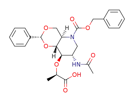 2-acetamido-4,6-O-benzylidene-1,5-(benzyloxycarbonyl)imino-3-O-[(1R)-1-carboxy]ethyl-1,2,5-trideoxy-D-glucitol