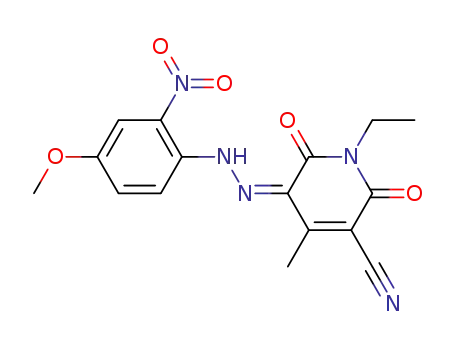 (Z)-1-ethyl-5-(2-(4-methoxy-2-nitrophenyl)hydrazono)-4-methyl-2,6-dioxo-1,2,5,6-tetrahydropyridine-3-carbonitrile