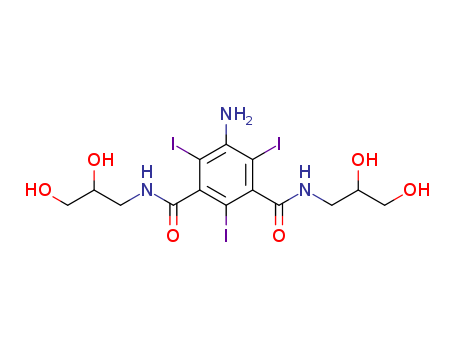 76801-93-9,5-Amino-N,N'-bis(2,3-dihydroxypropyl)-2,4,6-triiodo-1,3-benzenedicarboxamide,1,3-Benzenedicarboxamide,5-amino-N,N'-bis(2,3-dihydroxypropyl)-2,4,6-triiodo- (9CI);3,5-Bis(2,3-dihydroxypropylaminocarbonyl)-2,4,6-triiodoaniline;5-Amino-2,4,6-triiodo-N,N'-bis(2,3-dihydroxypropyl)isophthalamide;5-Amino-N,N'-bis(2,3-dihydroxypropyl)-2,4,6-triiodo-1,3-benzenedicarboxamide;