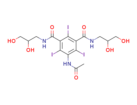 31127-80-7,5-(Acetamido)-N,N'-bis(2,3-dihydroxypropyl)-2,4,6-triiodo-1,3-benzenedicarboxamide,1,3-Benzenedicarboxamide,5-(acetylamino)-N,N'-bis(2,3-dihydroxypropyl)-2,4,6-triiodo- (9CI);Isophthalamide, 5-acetamido-N,N'-bis(2,3-dihydroxypropyl)-2,4,6-triiodo- (8CI);5-Acetylamino-N,N'-bis(2,3-dihydroxypropyl)-2,4,6-triiodoisophthalamide;
