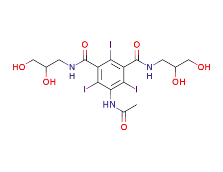 Molecular Structure of 31127-80-7 (5-(Acetamido)-N,N'-bis(2,3-dihydroxypropyl)-2,4,6-triiodo-1,3-benzenedicarboxamide)