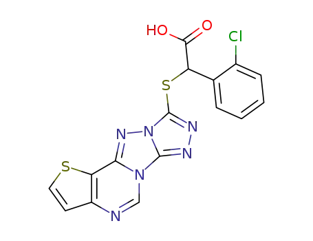 2-([1,2,4]triazolo[4',3':1,5][1,2,4]triazolo[4,3-c]thieno-[2,3-e]pyrimidin-9-ylthio)-2-(2-chlorophenyl)acetic acid