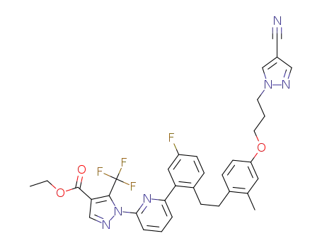ethyl 1-(6-(2-(4-(3-(4-cyano-1H-pyrazol-1-yl)propoxy)-2-methylphenethyl)-5-fluorophenyl)pyridin-2-yl)-5-(trifluoromethyl)-1H-pyrazole-4-carboxylate