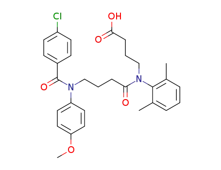Molecular Structure of 71455-67-9 (4-[(4-{[(4-chlorophenyl)carbonyl](4-methoxyphenyl)amino}butanoyl)(2,6-dimethylphenyl)amino]butanoic acid)