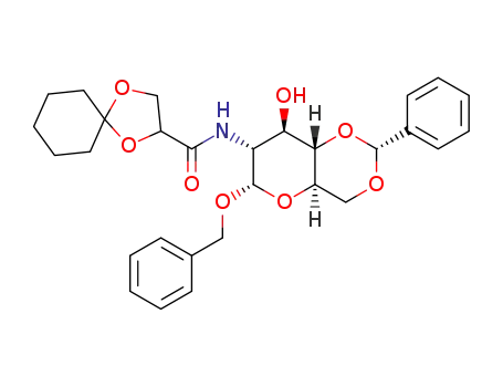ethyl ((4aR,6S,7R,8R,8aS)-6-(benzyloxy)-8-hydroxy-2-phenylhexahydropyrano[3,2-d][1,3]dioxin-7-yl)-1,4-dioxaspiro[4.5]decane-2-carboxamide