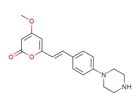 (E)-4-methoxy-6-(4-(piperazin-1-yl)styryl)-2H-pyran-2-one