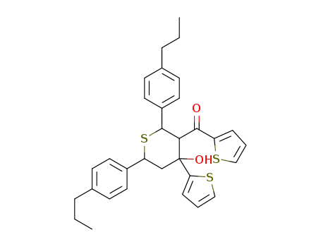 (4-hydroxy-2,6-bis(4-propylphenyl)-4-(thiophen-2-yl)-tetrahydro-2H-thiopyran-3-yl)(thiophen-2-yl)methanone