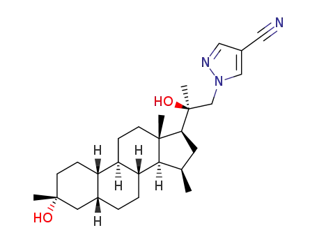 1-((R)-2-hydroxy-2-((3R,5R,8R,9R,10S,13S,14S,15R,17S)-3-hydroxy-3,13,15-trimethylhexadecahydro-1H-cyclopenta[a]phenanthren-17-yl)propyl)-1H-pyrazole-4-carbonitrile