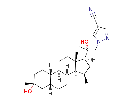 1-((S)-2-hydroxy-2-((3R,5R,8R,9R,10S,13S,14S,15R,17S)-3-hydroxy-3,13,15-trimethylhexadecahydro-1H-cyclopenta[a]phenanthren-17-yl)propyl)-1H-pyrazole-4-carbonitrile
