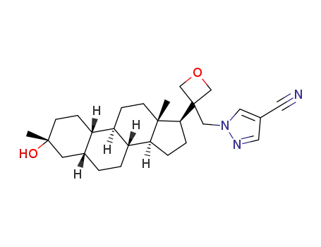 1-((3-((3R,5R,8R,9R,10S,13S,14S,17S)-3-hydroxy-3,13-dimethylhexadecahydro-1H-cyclopenta[a]phenanthren-17-yl)oxetan-3-yl)methyl)-1H-pyrazole-4-carbonitrile