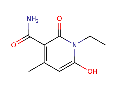 Molecular Structure of 29097-12-9 (1-Ethyl-1,2-dihydro-6-hydroxy-4-methyl-2-oxo-3-pyridinecarboxamide)