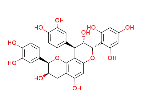(2R,3R:8S,9S,10R)-3,5,9-Trihydroxy-2,10-bis-(3,4-dihydroxyphenyl)-8-(2,4,6-trihydroxyphenyl)-2,3-cis-8,9-cis-9,10-trans-3,4,9,10-tetrahydro-2H,8H-pyrano<2,3-h>chromene