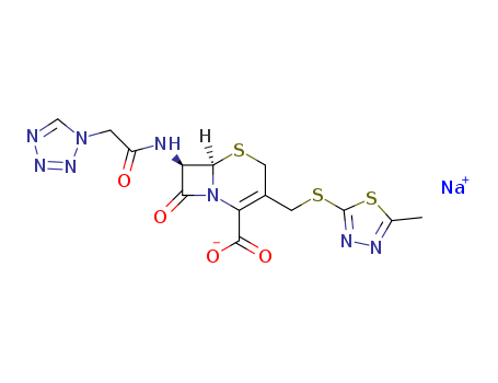 5-Thia-1-azabicyclo[4.2.0]oct-2-ene-2-carboxylicacid,3-[[(5-methyl-1,3,4-thiadiazol-2-yl)thio]methyl]-8-oxo-7-[[2-(1H-tetrazol-1-yl)acetyl]amino]-,sodium salt (1:1), (6R,7R)-(27164-46-1)
