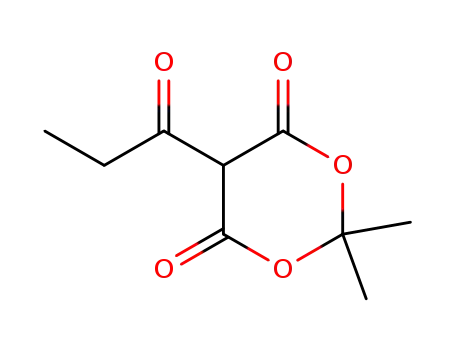 Molecular Structure of 64074-05-1 (1,3-Dioxane-4,6-dione, 2,2-dimethyl-5-(1-oxopropyl)-)
