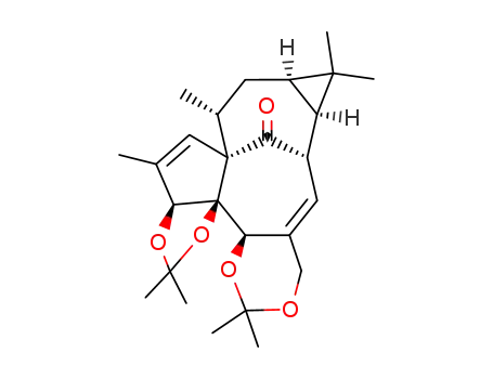 Molecular Structure of 77573-44-5 ((1aR,7bR)-1aα,2,7aα,13,14,14aα-Hexahydro-1,1,6,6,9,9,11,13α-octamethyl-10aαH-2α,12aα-methano-1H,4H-cyclopropa[5,6][1,3]dioxolo[2',3']cyclopenta[1',2':9,10]cyclodeca[1,2-d][1,3]dioxin-15-one)