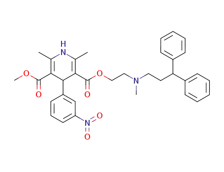 2,6-Dimethyl-4-(3-nitro-phenyl)-1,4-dihydro-pyridine-3,5-dicarboxylic acid 3-{2-[(3,3-diphenyl-propyl)-methyl-amino]-ethyl} ester 5-methyl ester