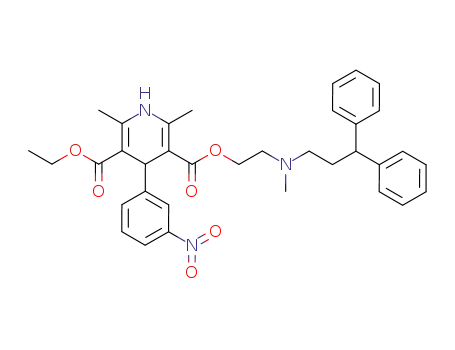 2,6-Dimethyl-4-(3-nitro-phenyl)-1,4-dihydro-pyridine-3,5-dicarboxylic acid 3-{2-[(3,3-diphenyl-propyl)-methyl-amino]-ethyl} ester 5-ethyl ester