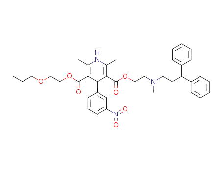 2,6-Dimethyl-4-(3-nitro-phenyl)-1,4-dihydro-pyridine-3,5-dicarboxylic acid 3-{2-[(3,3-diphenyl-propyl)-methyl-amino]-ethyl} ester 5-(2-propoxy-ethyl) ester