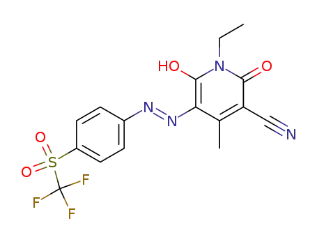 1-ethyl-6-hydroxy-4-methyl-2-oxo-5-(4-trifluoromethanesulfonyl-phenylazo)-1,2-dihydro-pyridine-3-carbonitrile