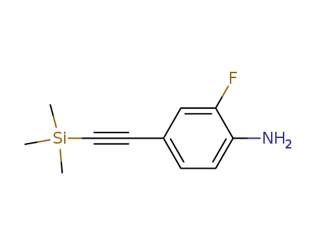 Molecular Structure of 518342-58-0 (Benzenamine, 2-fluoro-4-[(trimethylsilyl)ethynyl]-)