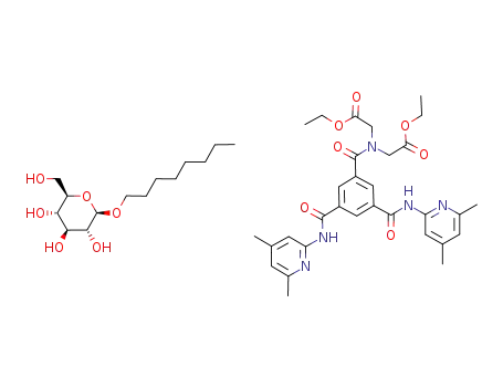 {[3,5-Bis-(4,6-dimethyl-pyridin-2-ylcarbamoyl)-benzoyl]-ethoxycarbonylmethyl-amino}-acetic acid ethyl ester; compound with (2R,3S,4S,5R,6R)-2-hydroxymethyl-6-octyloxy-tetrahydro-pyran-3,4,5-triol