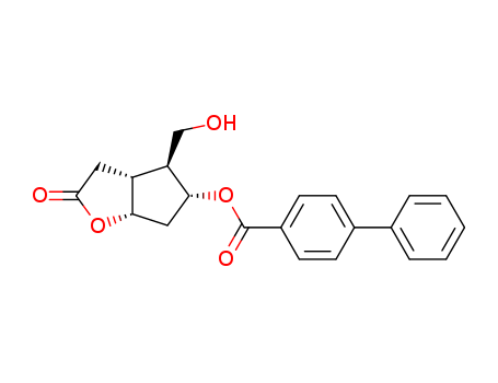 31752-99-5,(-)-Corey lactone 4-phenylbenzoate alcohol,4-Biphenylcarboxylicacid, 5-ester with 3,3aa,4,5,6,6aa-hexahydro-5b-hydroxy-4a-(hydroxymethyl)-2H-cyclopenta[b]furan-2-one,(-)- (8CI);[1,1'-Biphenyl]-4-carboxylic acid,hexahydro-4-(hydroxymethyl)-2-oxo-2H-cyclopenta[b]furan-5-yl ester, [3aR-(3aa,4a,5b,6aa)]-;(-)-Corey lactone;AC1MC4MK;AC1Q77S9;CID2724295;AC-6092;(3aR,4S,5R,6aS)-4-(Hydroxymethyl)-2-oxohexahydro-2H-cyclopenta[b]fur-5-ylbiphenyl-4-carboxylat;[1,1'-Biphenyl]-4-carboxylic acid, (3aR,4S,5R,6aS)-hexahydro-4-(hydroxymethyl)-2-oxo-2H-cyclopenta[b]furan-5-yl ester;