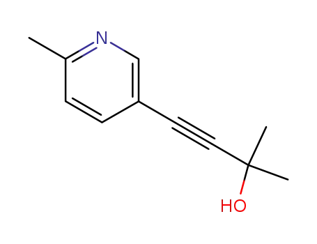 Molecular Structure of 52535-35-0 (2-Methyl-4-(6-methyl-3-pyridyl)-3-butyn-2-ol)