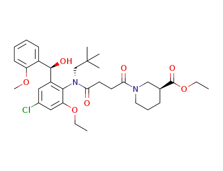 ethyl (3S)-1-(4-[(4-chloro-2-ethoxy-6-[(S)-hydroxy(2-methoxyphenyl)methyl]phenyl)(2,2-dimethylpropyl)amino]-4-oxobutanoyl)piperidine-3-carboxylate