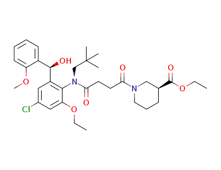 ethyl (3S)-1-(4-[(4-chloro-2-ethoxy-6-[(S)-hydroxy(2-methoxyphenyl)methyl]phenyl)(2,2-dimethylpropyl)amino]-4-oxobutanoyl)piperidine-3-carboxylate