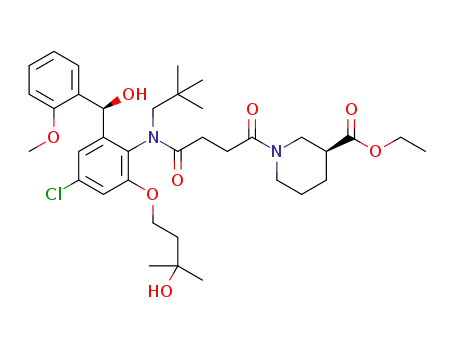 ethyl (3S)-1-(4-[(4-chloro-2-[(S)-hydroxy(2-methoxyphenyl)methyl]-6-(3-hydroxy-3-methylbutoxy)phenyl)(2,2-dimethylpropyl)amino]-4-oxobutanoyl)piperidine-3-carboxylate