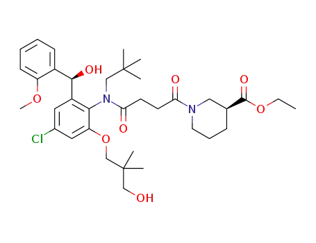 ethyl (3S)-1-(4-[(4-chloro-2-(3-hydroxy-2,2-dimethylpropoxy)-6-[(S)-hydroxy(2-methoxyphenyl)methyl]phenyl)(2,2-dimethylpropyl)amino]-4-oxobutanoyl)piperidine-3-carboxylate