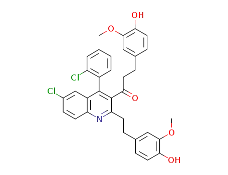 1-(6-chloro-4-(2-chlorophenyl)-2-(4-hydroxy-3-methoxyphenethyl)quinolin-3-yl)-3-(4-hydroxy-3-methoxyphenyl)propan-1-one