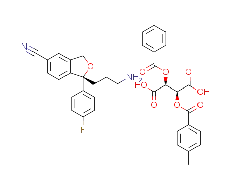 R-1-(3-amino-propyl)-1-(4-fluoro-phenyl)-1,3-dihydro-isobenzofuran-5-carbonitrile (-)-di-p-toluoyltartrate