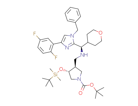 (3S,4R)-tert-butyl 3-((((R)-(1-benzyl-4-(2,5-difluorophenyl)-1H-imidazol-2-yl)(tetrahydro-2H-pyran-4-yl)methyl)amino)methyl)-4-((tert-butyldimethylsilyl)oxy)pyrrolidine-1-carboxylate