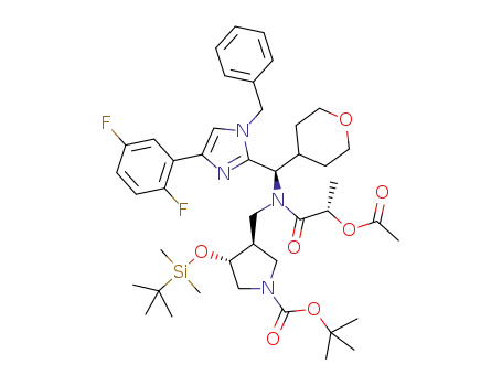 (3S,4R)-tert-butyl 3-(((S)-2-acetoxy-N-((R)-(1-benzyl-4-(2,5-difluorophenyl)-1H-imidazol-2-yl)(tetrahydro-2H-pyran-4-yl)methyl)propanamido)methyl)-4-((tert-butyldimethylsilyl)oxy)pyrrolidine-1-carboxylate