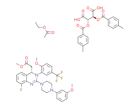 (S)-methyl 2-(8-fluoro-3-(2-methoxy-5-(trifluoromethyl)phenyl)-2-(4-(3-methoxyphenyl)piperazin-1-yl)-3,4-dihydroquinazolin-4-yl)acetate (2S,3S)-2,3-bis((4-methylbenzoyl)oxy)succinate ethyl acetate