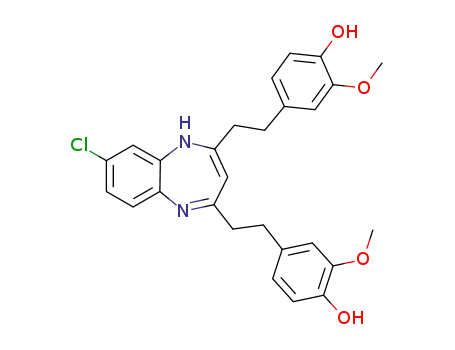 4,4'-((7-chloro-3H-benzo[b]-[1,4]-diazepine-2,4-diyl)bis(ethane-2,1-diyl))bis-(2-methoxyphenol)