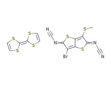 2-(1,3-Dithiol-2-yliden)-1,3-dithiol, CT-Komplex mit 3-Brom-2,5-bis(cyanimino)-2,5-dihydro-6-(methylthio)thieno<3,2-b>thiophen