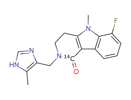 6-fluoro-2,3,4,5-tetrahydro-5-methyl-2-<5-methyl-1H-imidazol-4-yl>methyl-1H-pyrido<4,3-b>-indol-1-<14C>-one