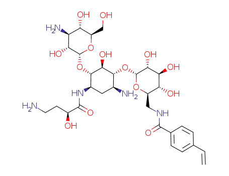 N-{6-[6-amino-3-(4-amino-3,5-dihydroxy-6-hydroxymethyl-tetrahydro-pyran-2-yloxy)-4-(4-amino-2-hydroxy-butyrylamino)-2-hydroxy-cyclohexyloxy]-3,4,5-trihydroxy-tetrahydro-pyran-2-ylmethyl}-4-vinyl-benzamide