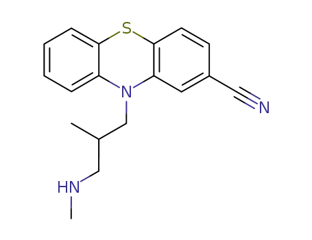 Molecular Structure of 108014-19-3 (10H-Phenothiazine-2-carbonitrile, 10-[2-methyl-3-(methylamino)propyl]-)