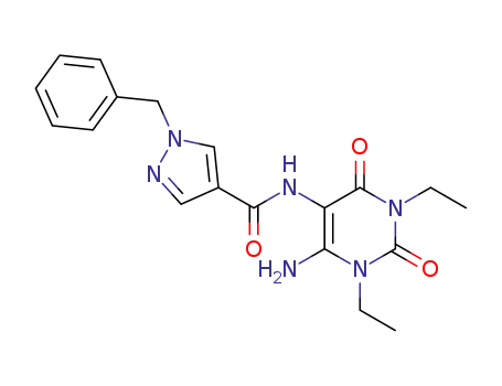 1-benzyl-1H-pyrazole-4-carboxylic acid (6-amino-1,3-diethyl-2,4-dioxo-1,2,3,4-tetrahydro-pyrimidin-5-yl)-amide