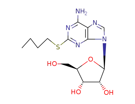 Molecular Structure of 36965-96-5 ((2R,3R,4S,5R)-2-[6-(butylsulfanylamino)purin-9-yl]-5-(hydroxymethyl)tetrahydrofuran-3,4-diol)