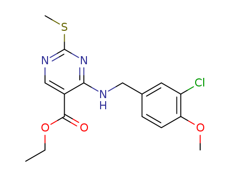 5-Pyrimidinecarboxylicacid, 4-[[(3-chloro-4-methoxyphenyl)methyl]amino]-2-(methylthio)-,ethyl ester