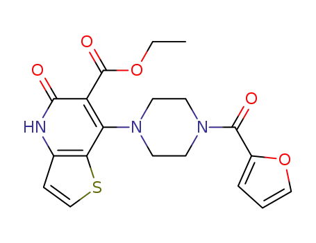 7-[4-(furan-2-carbonyl)piperazin-1-yl]-5-oxo-4,5-dihydro-thieno[3,2-b]pyridine-6-carboxylic acid ethyl ester