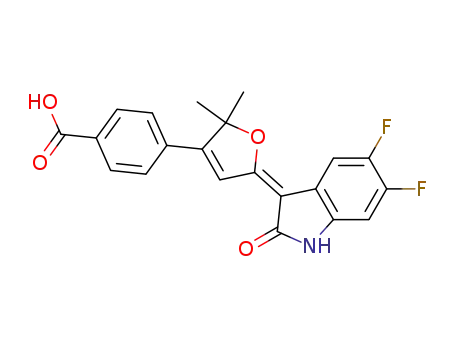 4-[(5E)-5-(5,6-difluoro-2-oxo-1,2-dihydro-3H-indol-3-ylidene)-2,2-dimethyl-2,5-dihydrofuran-3-yl]benzoic acid